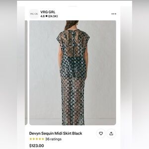 VRG GRL Black Sequin Midi Skirt